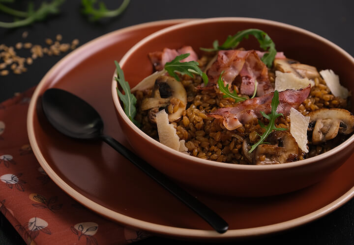 Risotto d’épeautre à la poitrine fumée