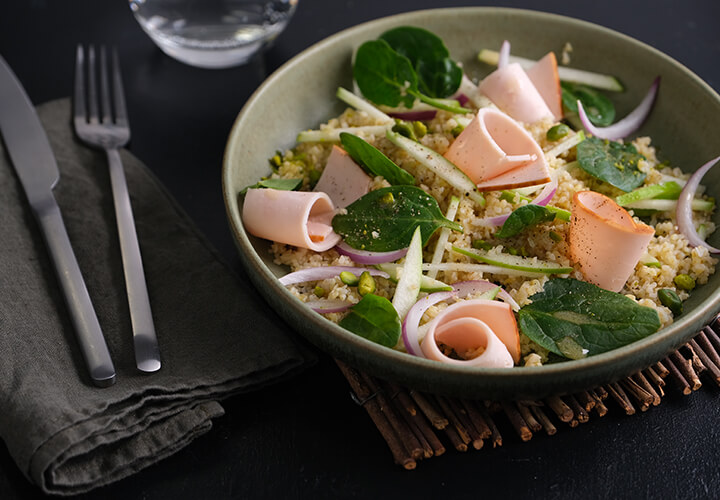 Salade de boulgour, poulet, pomme verte