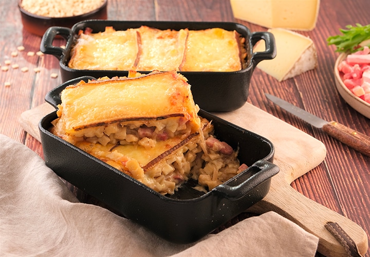 Gratin de crozet aux lardons