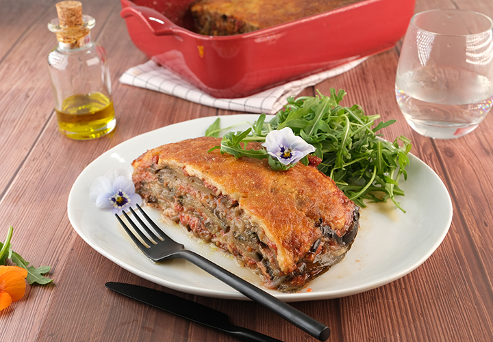 Aubergines parmigiana aux lardons