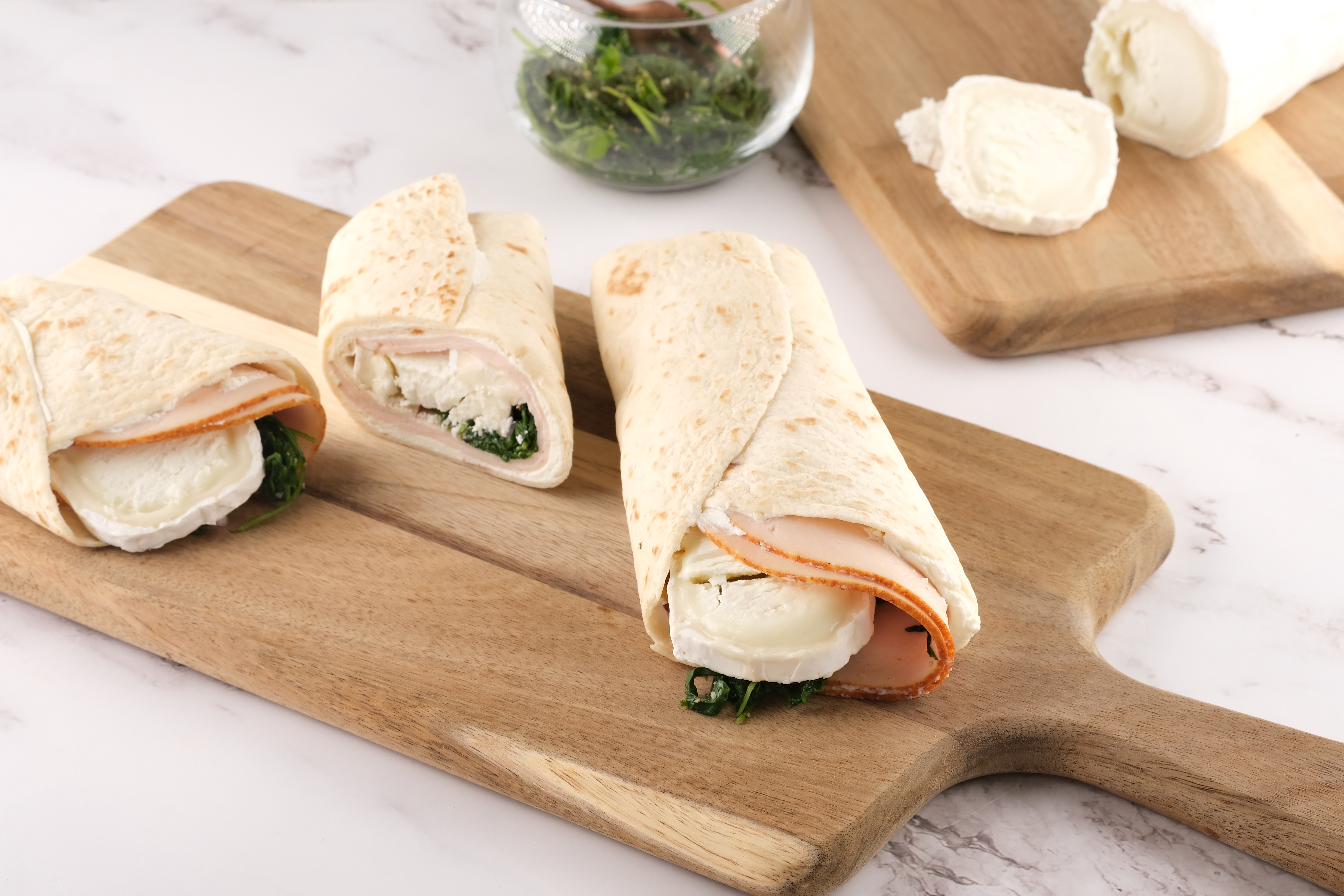 Wraps poulet épinards chèvre