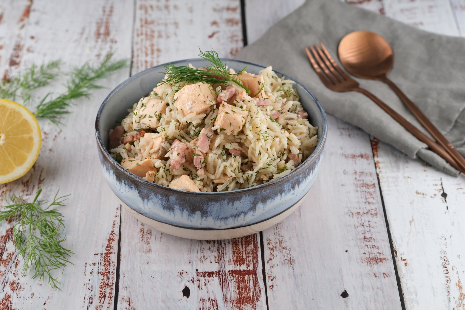 One Pot Rice – Saumon & Lardons