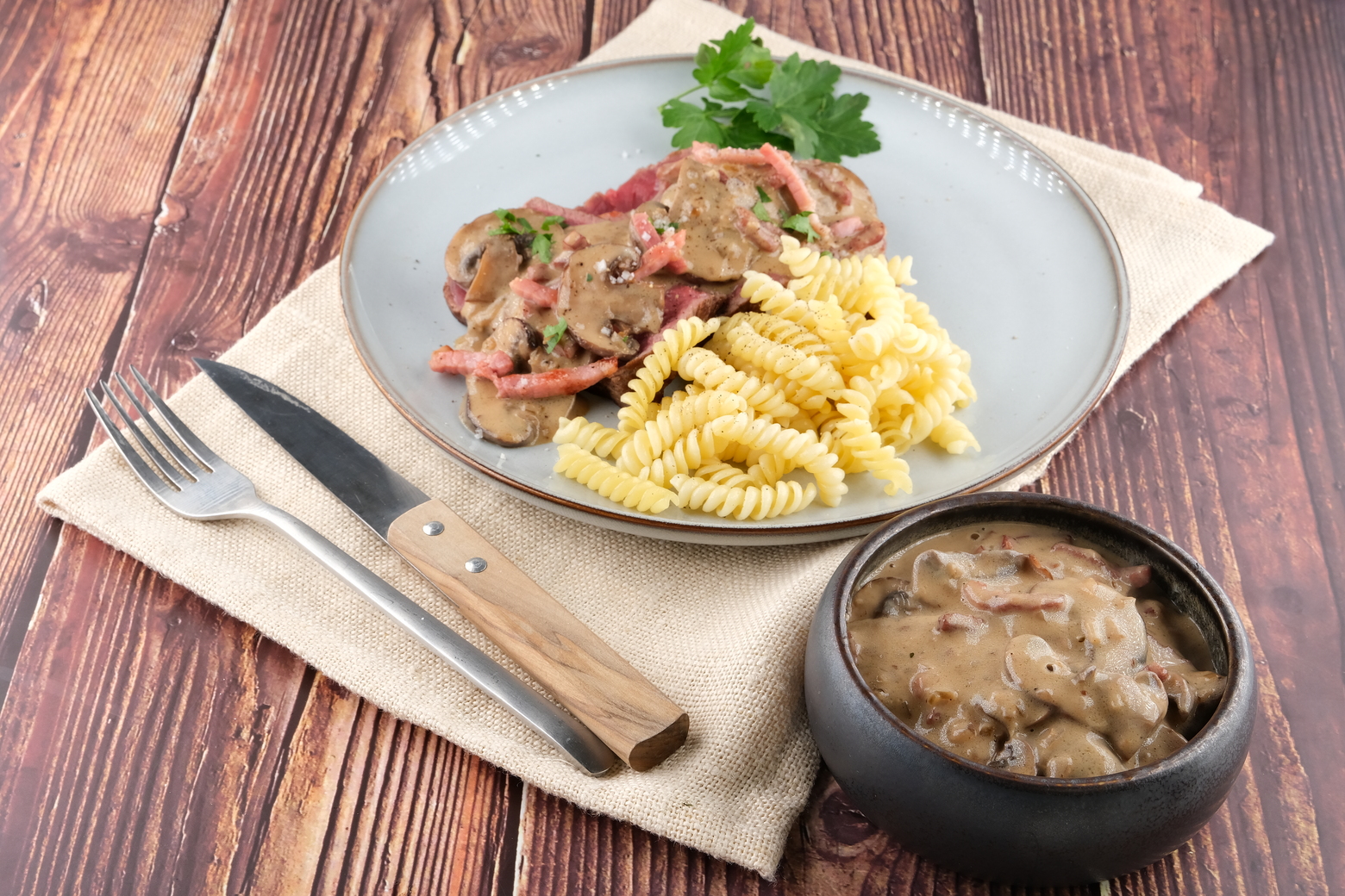Sauce Champignons aux lardons