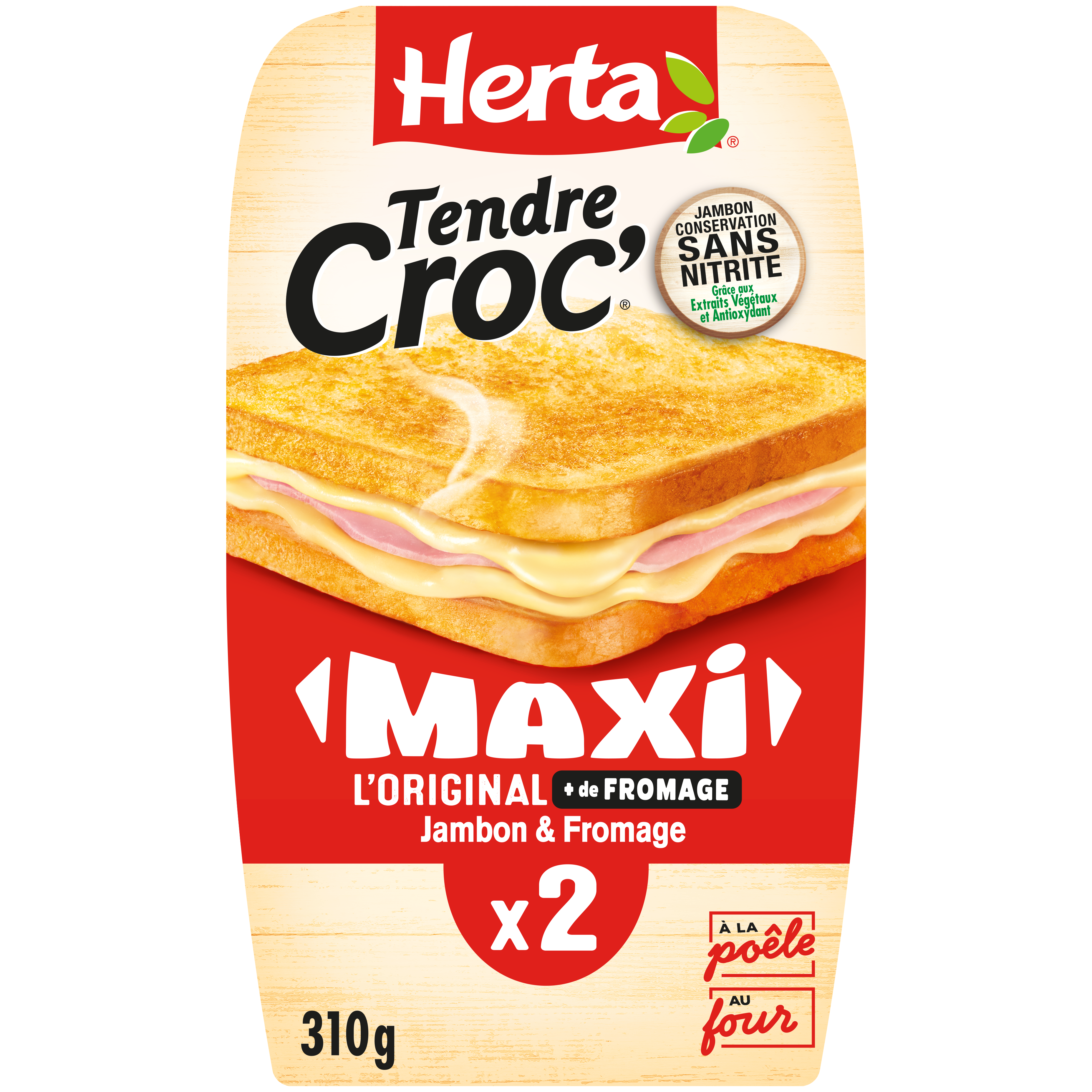 TENDRE CROC Maxi Jambon Fromage x2 310G