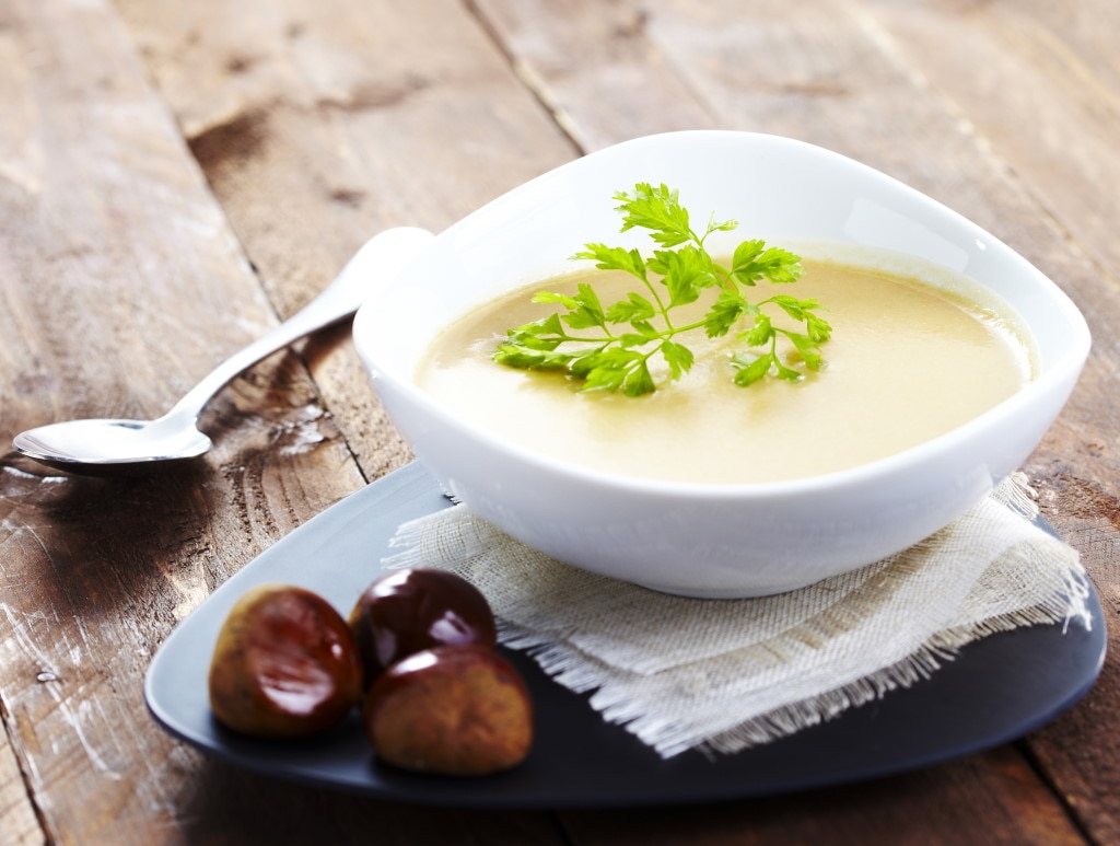 Crème de châtaignes aux lardons