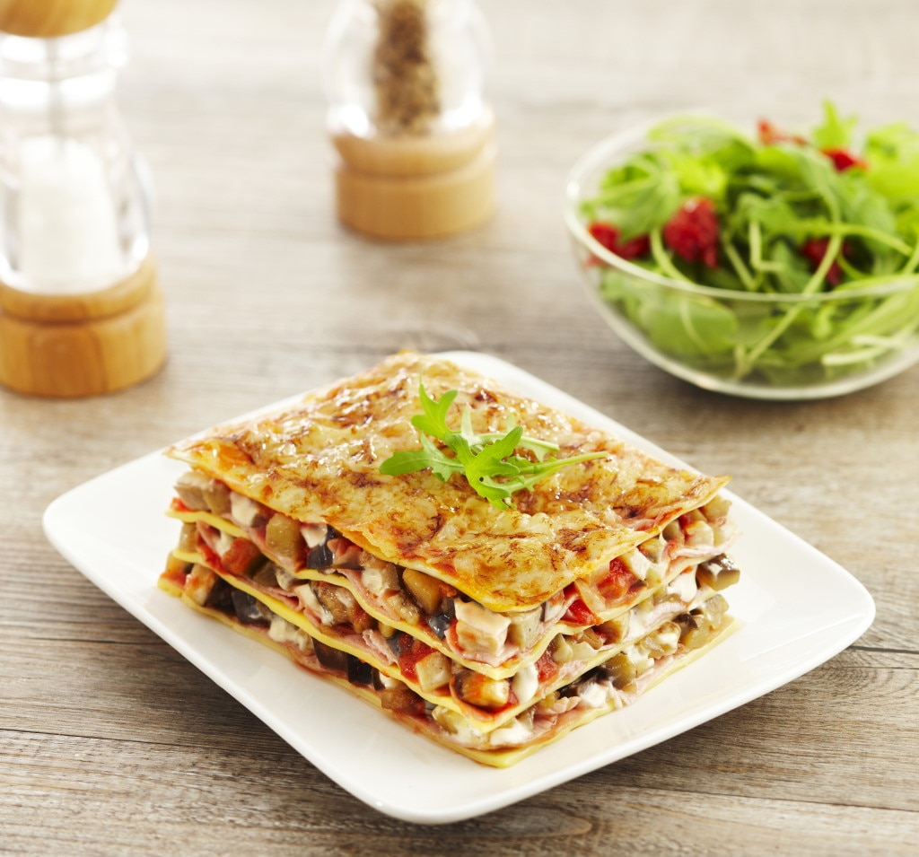 Lasagnes bacon, aubergine et courgette