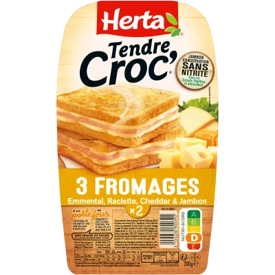 HERTA Croque-Monsieur 3 Fromages Cs sans Nitrite x2 200G