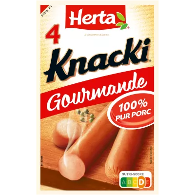 HERTA KNACKI GOURMANDE Saucisses 100% Pur Porc x4 -280g