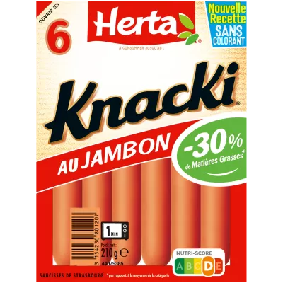 HERTA KNACKI ORIGINAL Saucisses au Jambon x6 -210g