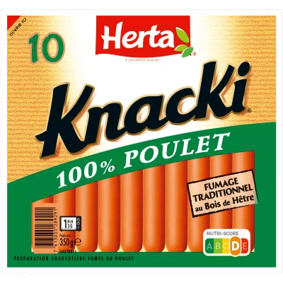 HERTA KNACKI Saucisses 100% Poulet x10 -350g