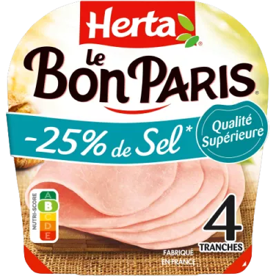 HERTA LE BON PARIS Jambon -25% de sel x4 - 140g