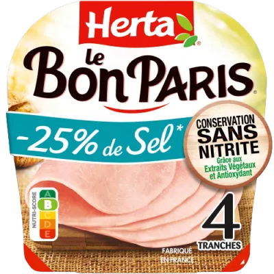 HERTA LE BON PARIS Jambon Sans Nitrite sel réduit 4T 140g