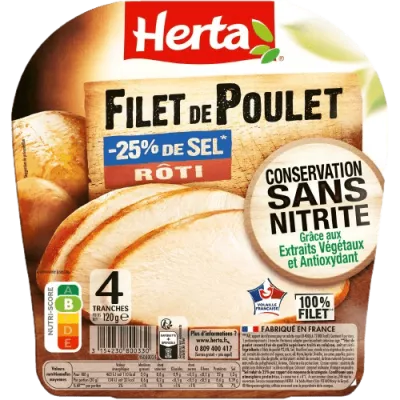Filet de Poulet Rôti CSN x4 Sel Réduit
