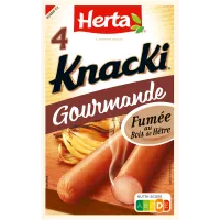 HERTA KNACKI GOURMANDE Saucisses Fumées 100% Porc x4 -280g