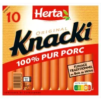 HERTA KNACKI ORIGINAL Saucisses 100% Pur Porc x10 -350g