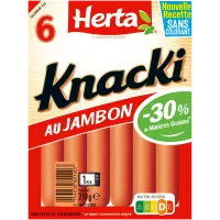 HERTA KNACKI ORIGINAL Saucisses au Jambon x6 -210g