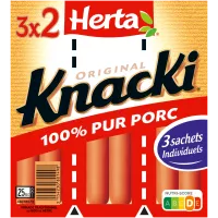 HERTA KNACKI ORIGINAL Saucisses en paquet sécable 3x2 -210g