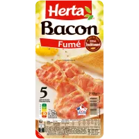 HERTA Bacon fumé Grandes tranches x5 -100g
