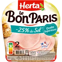 HERTA LE BON PARIS Jambon -25% de sel x2 -70g