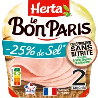 HERTA LE BON PARIS Jambon Sans Nitrite sel réduit 2T
