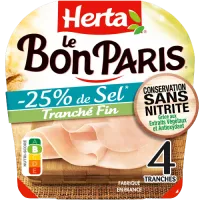 HERTA LE BON PARIS Jambon Sans Nitrite Tr. Fin sel réduit 4T