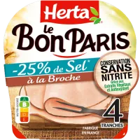 HERTA LE BON PARIS Jambon Sans Nitrite Broche sel réduit 4T