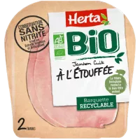 HERTA BIO Jambon Etouffée conservation sans nitrite x2 -60g