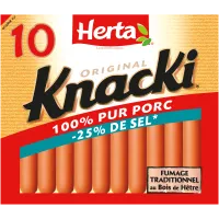HERTA KNACKI ORIGINAL Saucisses 100% Porc -25%sel x10 - 350g