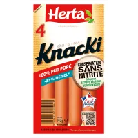 HERTA KNACKI ORIGINAL Saucisse 100% Porc CSN -25% sel