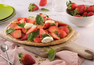 Pizza bianca, mascarpone et fraises