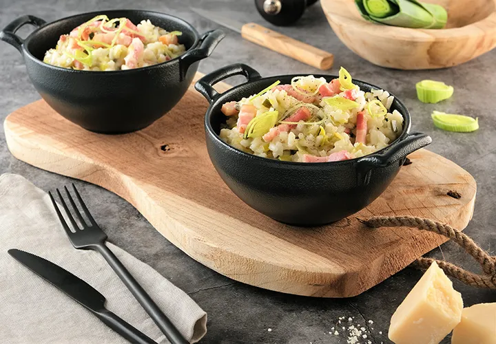 Recette Risotto poireaux lardons Herta