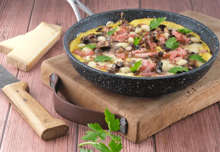 Omelette champignon, Allumettes fumées, compté 