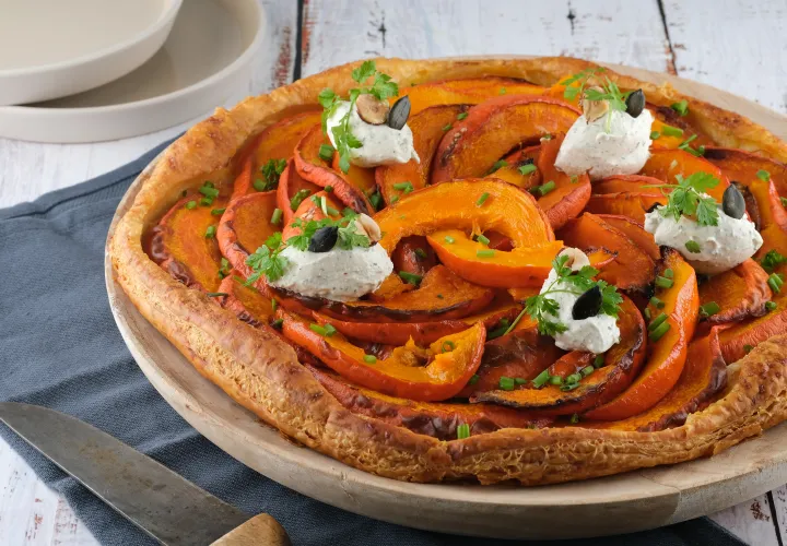 Tarte fine au potimarron et fromage frais