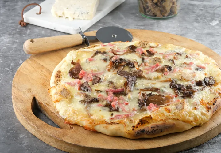  PIZZA PLEUROTTES, GORGONZOLA & LARDONS