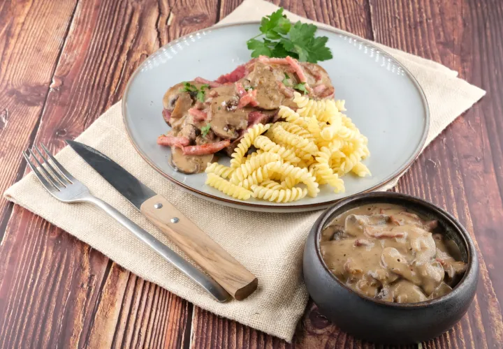 Sauce Champignons aux lardons