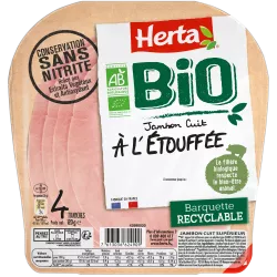 HERTA BIO Jambon Etouffée conservation sans nitrite x4 -120g
