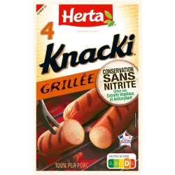 HERTA KNACKI GRILLEE Saucisses Porc Cons. Sans Nitrite x4