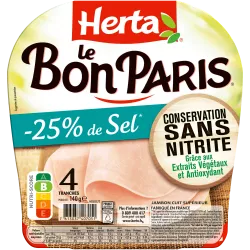HERTA LE BON PARIS Jambon Sans Nitrite sel réduit 4T 140g